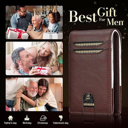 furid Card Wallet For Men Slim: Smart Rfid Minimalist Front Pocket Pop Up Wallet with ID Window - Stocking Stuffers Gifts Boxed for Husband Father at Birthday Anniversary