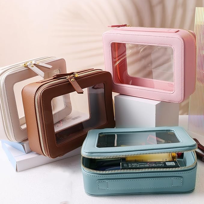 SANHECUN Toiletry bag waterproof cosmetic organizer with handle lagre opening for travelling