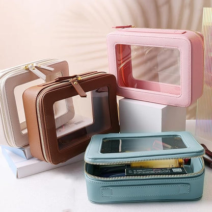 SANHECUN Toiletry bag waterproof cosmetic organizer with handle lagre opening for travelling