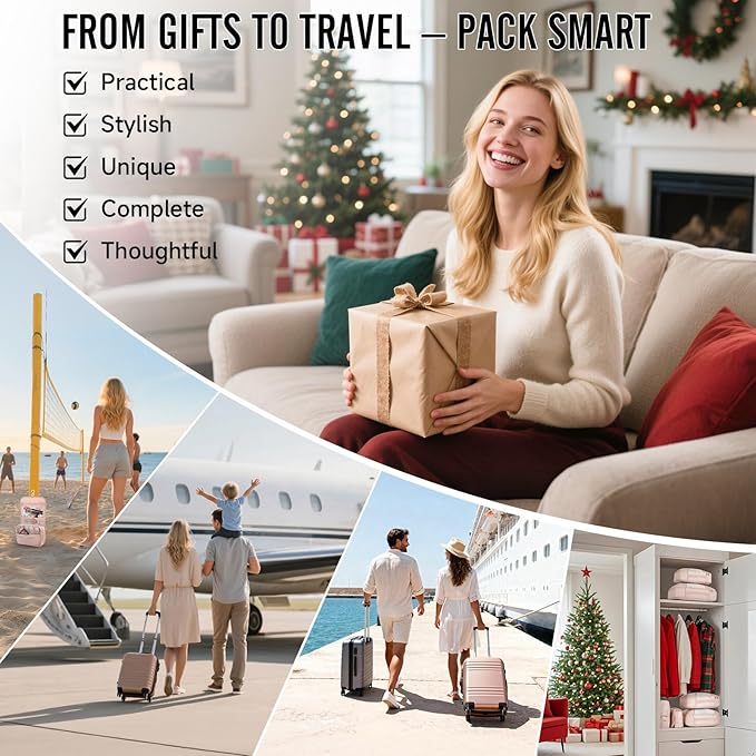 Veken 8 Set Packing Cubes, Christmas Gifts for Women Mom Girl Her Birthday, Cruise Ship Travel Essentials Accessories for Beach Vacation, Suitcase Organizer Bags for Luggage with Hanging Toiletry Bag