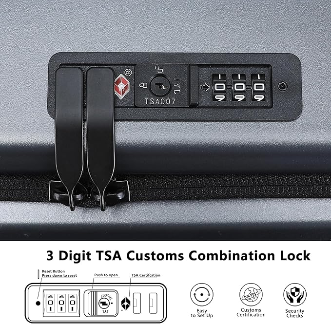 28 Inch Luggage with Spinner Wheels & TSA Lock, Expandable PC Hardside Large Checked Luggage with Top Opening, Durable Lightweight Rolling Suitcase, Gray