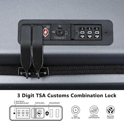 28 Inch Luggage with Spinner Wheels & TSA Lock, Expandable PC Hardside Large Checked Luggage with Top Opening, Durable Lightweight Rolling Suitcase, Gray