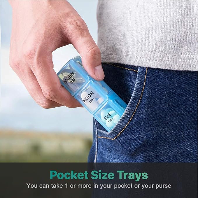 Sukuos Weekly Pill Organizer 7 Day 4 Times a Day, Moisture-Resistant Large Daily Pill Box Medicine Cases for Vitamin/Fish Oil/Supplements (Black)