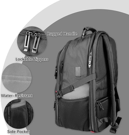 Extra Large Laptop Backpack for Men, Travel Backpack,Big Backpack, 50L Water Resistant School Business Work Computer College Heavy Duty Bag with USB Port, Fits 17 Inch Laptop, Grey
