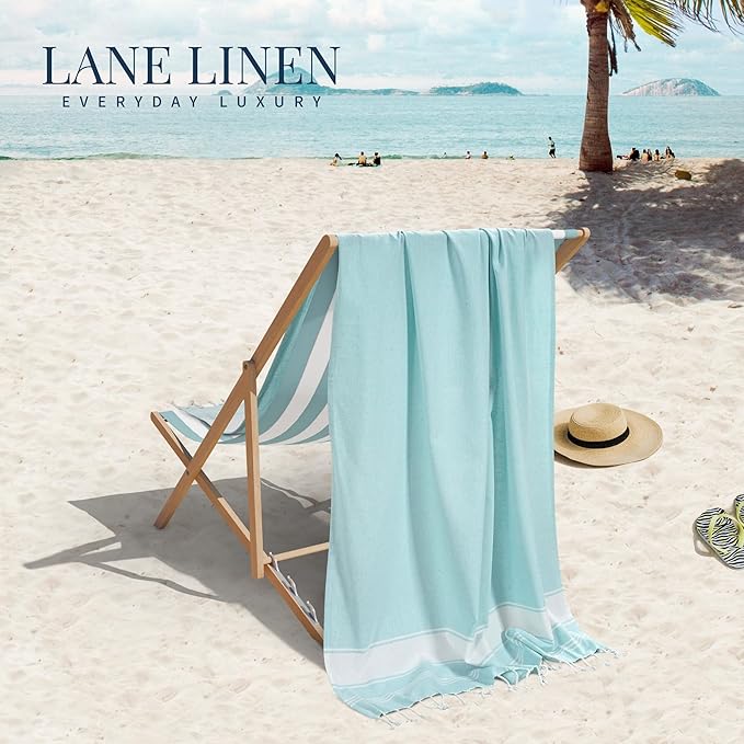 LANE LINEN Pool Towels, Turkish Beach Towels Oversized Set of 6, Pre-Washed, No Shrink, Quick Dry Travel Towel, Beach Towel for Women, Absorbent & Sand Free Towel, 39"x71" - Summer Color