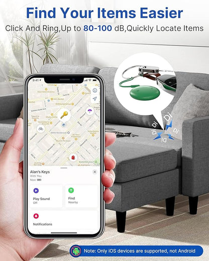 Air Tags Tracker 4 Pack:Bluetooth Item Finder Works with Apple Find My, iOS Only – Key Finder, Pet Tracker, Luggage Locator, Wallet & Backpack Tag – Replaceable Battery (Coastal Mix Pack)