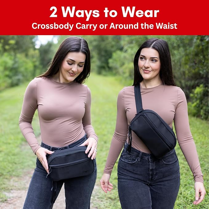 Concealed Carry Fanny Pack & Sling Bag for Men & Women – Tactical Crossbody EDC Waist Bag with Two Removable Holsters, CCW Fast-Access Interior & Multiple Organizer Pockets for Travel & Outdoor Use