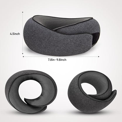 NOCRLG Travel Pillow, Travel Neck Pillow for Airplanes Car, 100% Pure Memory Foam Travel Pillow, Sleeping Essentials for Long Flight 360° Head Support Degree Comfort and Breathability (Dark Grey)