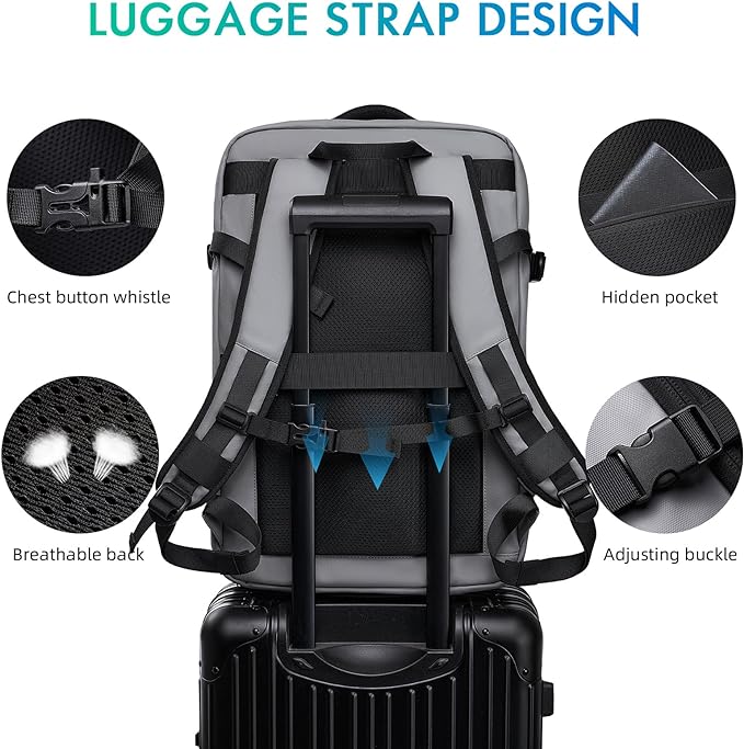 Laptop Backpack for Women, 50L Carry On Backpack Men, Expandable Flight Approved Water Resistant Luggage with 3 Packing Cubes & USB Port, Travel Backpack Fits 17.3 Inch Notebook