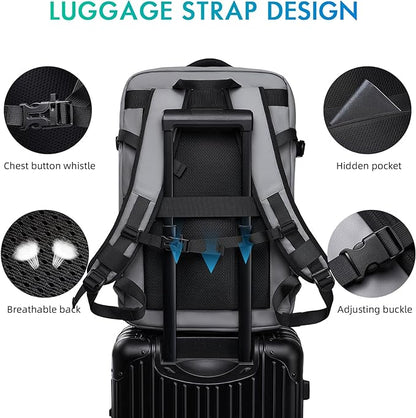 Laptop Backpack for Women, 50L Carry On Backpack Men, Expandable Flight Approved Water Resistant Luggage with 3 Packing Cubes & USB Port, Travel Backpack Fits 17.3 Inch Notebook