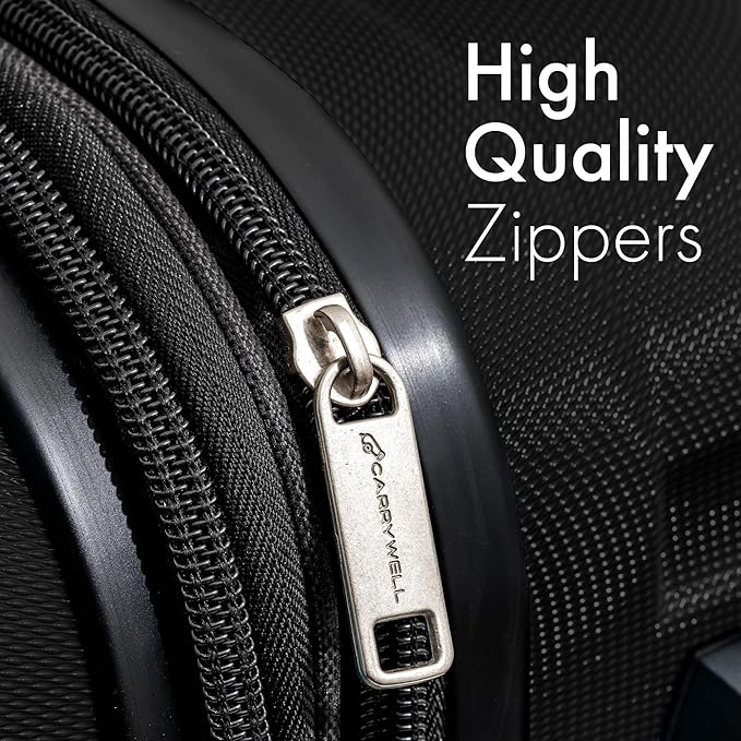 (Not Made In China) Carry-On Luggage Hardside Spinner, 4 Wheels, Lightweight and Expandable 22 Inch Suitcase Rolling Carryon (Black)