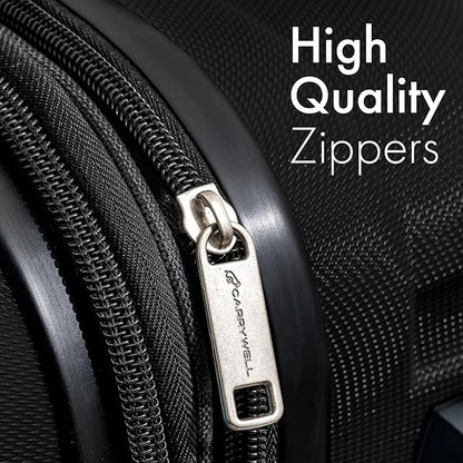 (Not Made In China) Carry-On Luggage Hardside Spinner, 4 Wheels, Lightweight and Expandable 22 Inch Suitcase Rolling Carryon (Black)