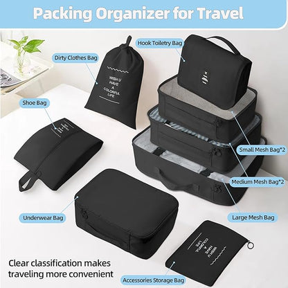 10 Pcs Set Packing Cubes - Travel Packing Organizers, Expandable Suitcase Organizer, Luggage Organizer Bags