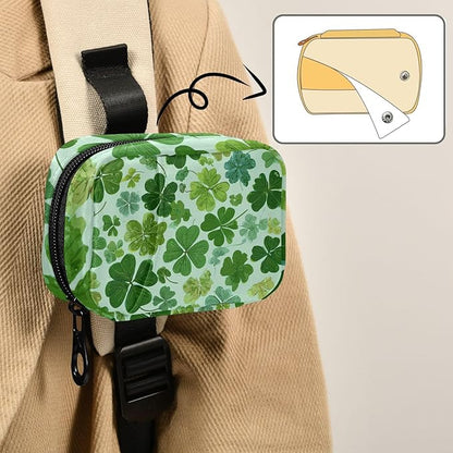 Green Nature St Patrick Clovers Travel Pill Organizer Case Box Container Weekly Portable Vitamin Medicine Holder Storage Bag with Zipper Removable