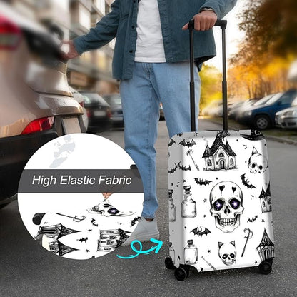 Luggage Cover Protector for 26-28 Inch Suitcases, TSA Approved Elastic Travel Suitcase Covers, Anti-Scratch Washable Luggage Sleeve for Carry On & Checked Bags, Watercolor Gothic Black