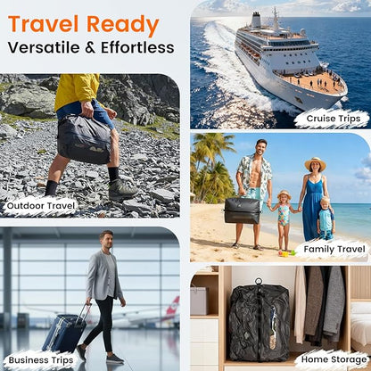 Vacuum Travel Bags with Pump, 34L Space Saver Vacuum Compression Bags for Travel Luggage Suitcase Backpack, Waterproof & Reusable Vacuum Packing Cubes for Clothing (1PCS + Pump)