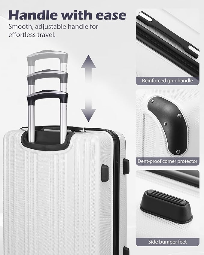 Coolife Luggage Expandable(only 28") Suitcase PC+ABS Spinner 20in 24in 28in Carry on (green new, M(24in))