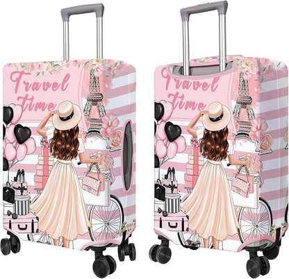 Travel Luggage Cover Suitcase Protector Fits 18-32 Inch Wheel Covers PatternedTravel Related Items Flower Luggage Protector Elastic L