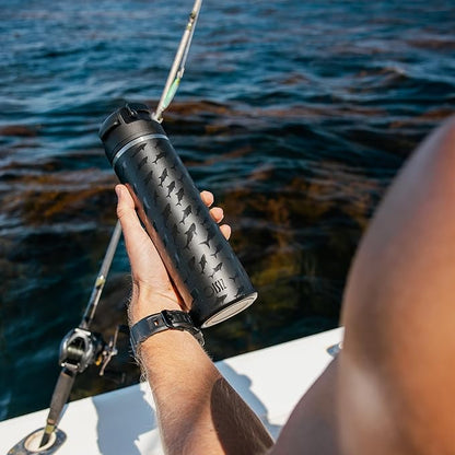 OISIZ Insulated Water Bottle 24 oz with 2 in 1 Spout and Straw Lid,One Click Safety Lock,100% Leakproof,Keep Cold 24H,Vacuum Stainless Steel Water Bottle for School,Travel and Sports,Dishwasher Safe