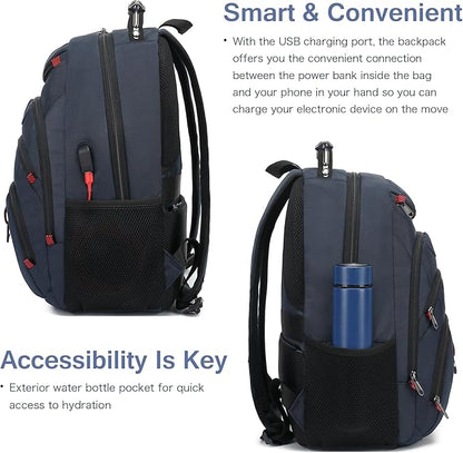 Boavan Laptop Backpack for men, 15.6 inch Laptop Bag with USB Port, Waterproof Travel Work Backpack Purse, Anti-Theft Teacher Nurse Doctor Casual Bookbags Office Business backpack，Classic Navy