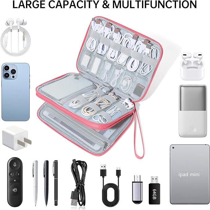 CILLA Electronics Organizer Travel, Travel Cord Organizer Case, Compact Electronics Accessories Bag for Cable, Cord, Charger, Phone