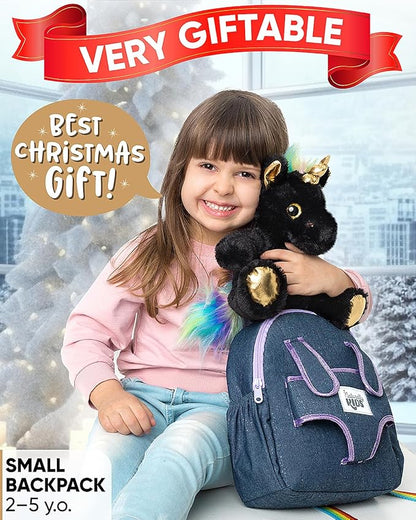 Naturally KIDS Black Unicorn, Gifts for 2 Year Old Girls, Gifts for 3 Year Old Girl, Toddler Unicorn Backpack