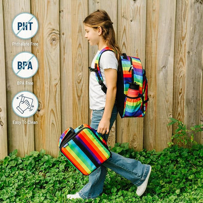 Wildkin ECO rPET 17-inch Large Backpack – Sustainable, Padded, Adjustable – Rainbow Stripe