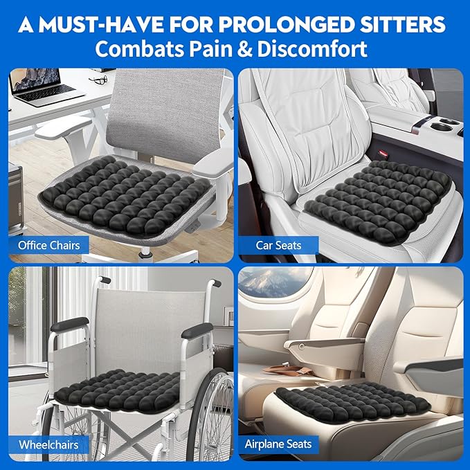 Professional Comfortable 3D Travel Seat Cushion, Air Inflatable Pressure Relief Seat Cushion Optimal Support for Long Sitting