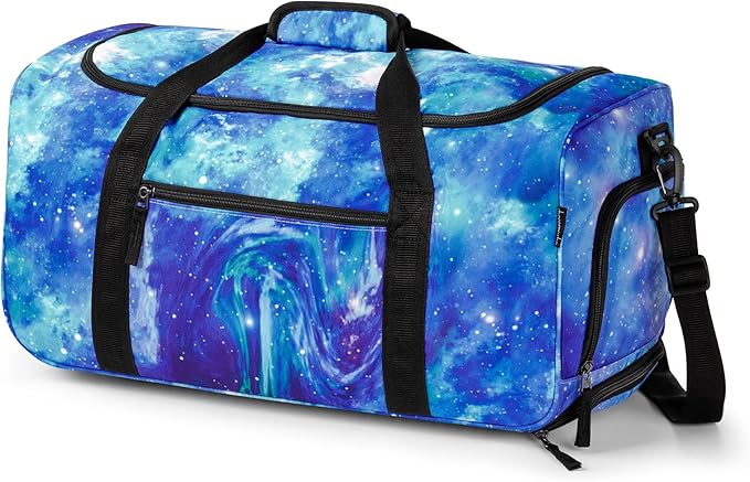 Choco Mocha Boys Galaxy Suitcase with Wheels Kids Blue Rolling Duffle Bag for Camping Teen Boys Toddler Luggage Bag for Travel, 22inch