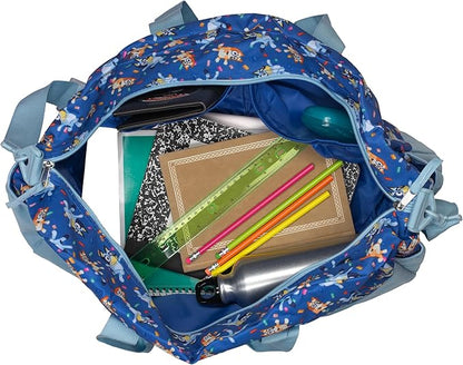 Bluey Duffle Bag, 16” Travel Sleepover Bag for Girls & Boys, Kids Weekender Bag, Blue