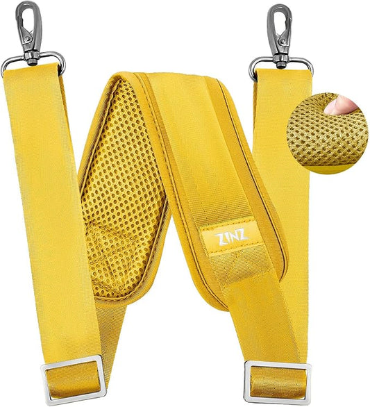 ZINZ 79 inch Shoulder Strap, Extra-Thick Fixed Cushion Pad and Dual Clasps Universal Replacement Strap with Metal Swivel Hooks for Laptop Bags, Luggage Bags, Camera, Crossbody (200cm,Yellow)