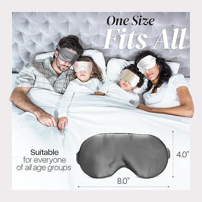 Adjustable Blackout Silk Sleep Mask - Luxurious 100% Pure Mulberry Eye Mask for Restful Sleep & Travel, Hypoallergenic, Cooling, for Women & Men, Grade 6A Silk (Charcoal Grey)