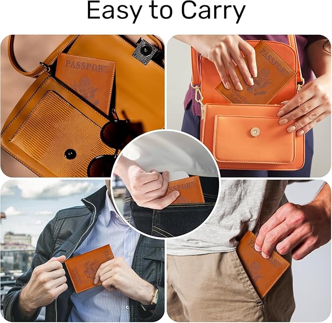 HIFA Personalized Leather Passport Holder, Custom Passport Holder, Handmade Passport Cover with Card and Ticket Slot - Genuine Leather, Elegant Design, Easy Access - Passport Case, Passport Wallet