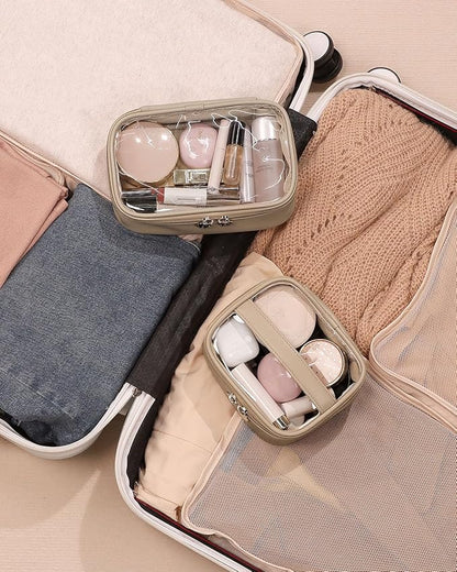 Pocmimut Makeup Bag,Small Makeup Pouch Clear Travel Cosmetic Bag Car Accessories Storage for Women,Travel Essentials Organizers,Apricot