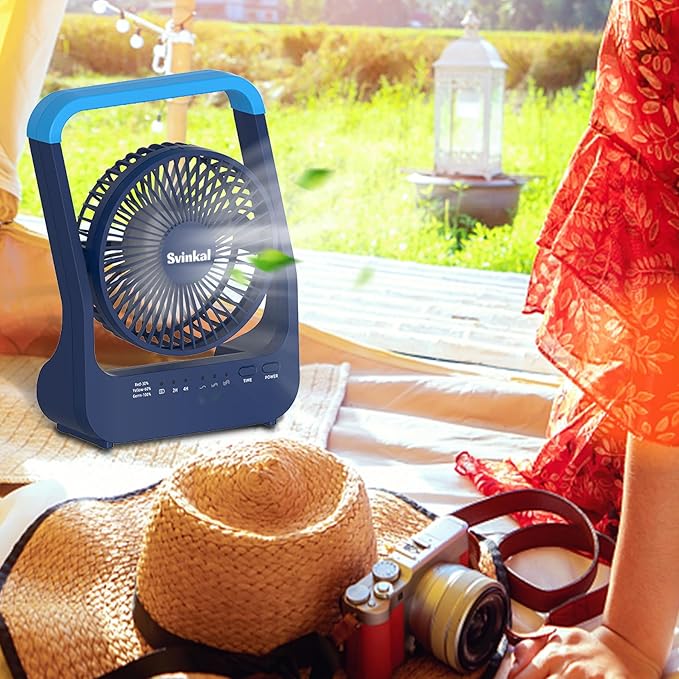 Portable Desk Fan 20000mAh Battery Operated Rechargeable, 200H Long Lasting with Timer, 3 Speeds, 360 Rotation, Portable fan with USB charging port for Home, Outdoor, Hurricane, Emergency