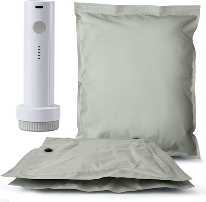 Umimile Vacuum Compression Bags with Electric Pump - Fast Compression Storage for Travel, Home | Reusable, Saves 80% Space, Water-Resistant Oxford, Gray(2 Medium PC + PUMP)