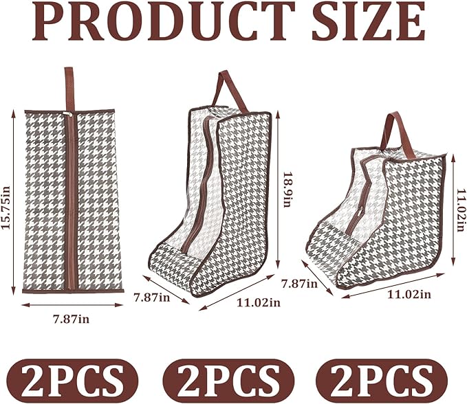 6 Pack Boot Storage, Portable Shoe Bags for Storage, Waterproof & Dustproof Boot Bags for Cowboy Boots, Shoe Cover Protector Bag with Zipper for Travel and Daily Use
