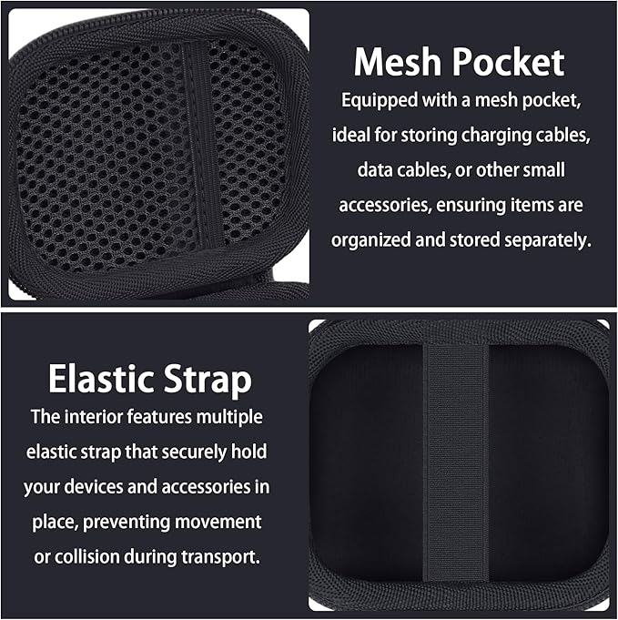 co2CREA Hard Case for Beats Powerbeats Pro 2 with Carabiner Clip, Shockproof Earbuds Storage Box – Protective Travel Cover for Powerbeats Pro 2 Wireless Bluetooth Earbuds (Jet Black Case)