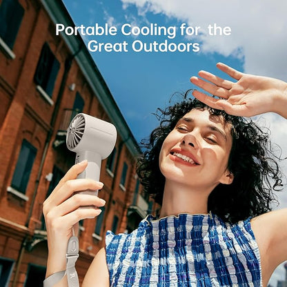 JISULIFE Portable Handheld Fan, 4000mAh Rechargeable Mini,Up to 22 Hours Cooling,5 Speed Strong Wind, Handheld Personal Fan for Travel Outdoor Camping Beach Makeup（Gray）