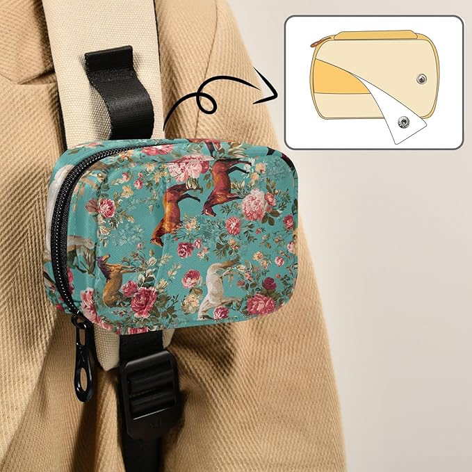 Teal Horses and Red Roses Travel Pill Organizer Case Box Container Weekly Portable Vitamin Medicine Holder Storage Bag with Zipper Removable