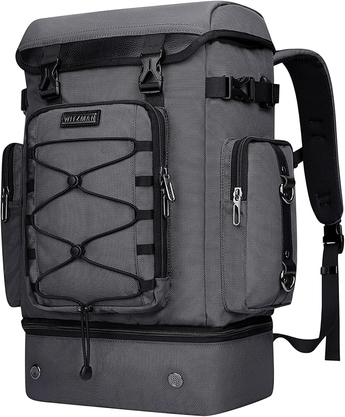 WITZMAN Travel Backpack for Men Women Carry on Bags for Airline Approved Convertible Duffle Luggage Backpack Shoe Compartment（B691 Silvery Grey）