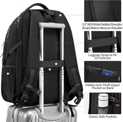 Della Gao Travel Laptop Backpack, 18.4 inch Extra Large Backpack for Men and Women, 45L Capacity Business Computer Back Pack (Black, 18.4 Inch)