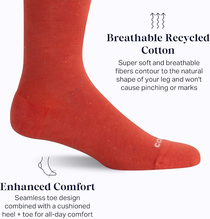 Comrad Recycled Cotton Knee High Socks - 15-20mmHg Graduated Compression Socks - Soft & Breathable Support Socks, Unisex
