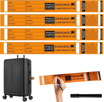 1000 Tags Luggage Tags for Suitcases | Hotels Baggage Claim Check for Bags with Transfer Tape & Serial Numbering, A Marker & Double-Sided Tape | Hotel Luggage Claim Bulk Ticket, Orange