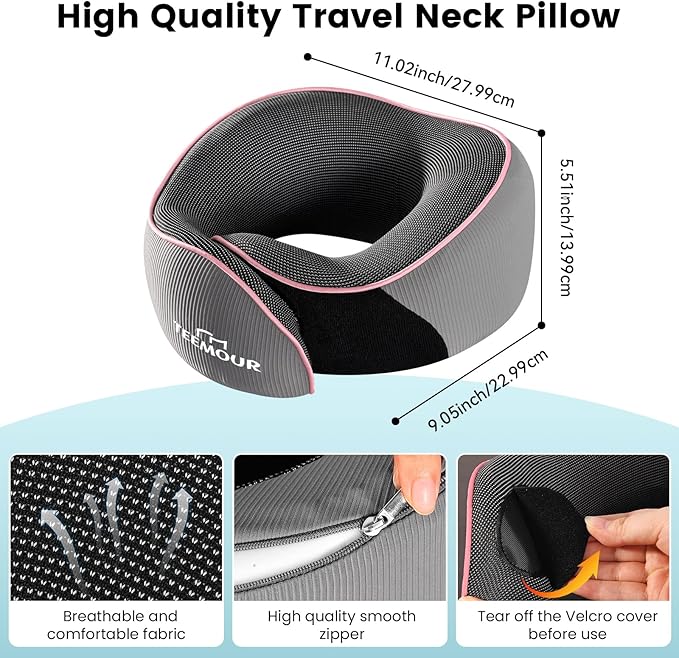 Travel Neck Pillow Airplane- Stocking Stuffers Upgraded 360° Support Travel Pillows for Airplanes, with Eye Mask & Earplugs, Portable Carry Bag for Long Flights, Business Trip| Best Travel Essentials