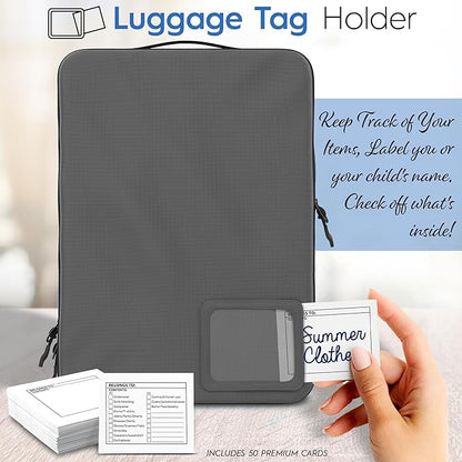 4-Piece Luxury Compression Packing Cubes & Bags for Travel – Maximize Space in Luggage with HybridMax Double-Capacity Design, 50 Luggage Tags, Patented Suitcase Organizer Bags, Lifetime Satisfaction