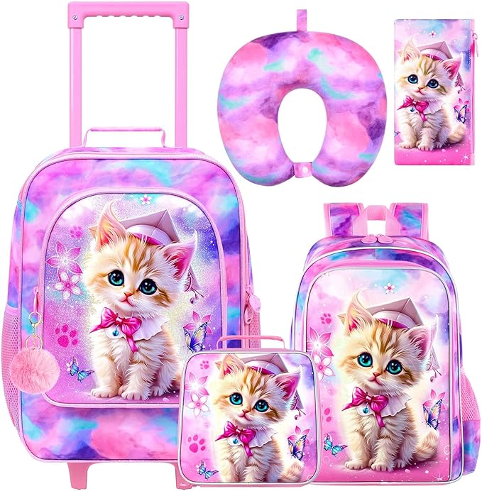 Kids Suitcase with Wheels for Girls and Boys, Rolling Carry on Luggage for Toddler Children