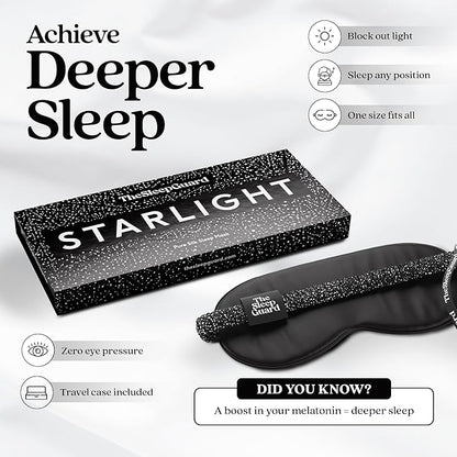 TheSleepGuard Pure Silk Sleep Mask [100% 6A Mulberry Silk, 22 Momme] Light Blocking Travel Essentials. Eye Masks for Sleeping. Black Oeko-Tex Blindfold. Eye Covers for Men & Women