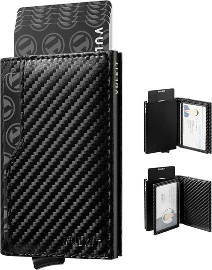 VULKIT Card Holder Wallet with Double ID Windows RFID Blocking Pop Up Wallet Minimalist Design for 12 Cards