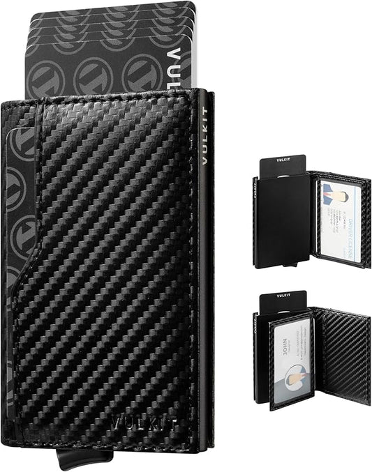 VULKIT Card Holder Wallet with Double ID Windows RFID Blocking Pop Up Wallet Minimalist Design for 12 Cards
